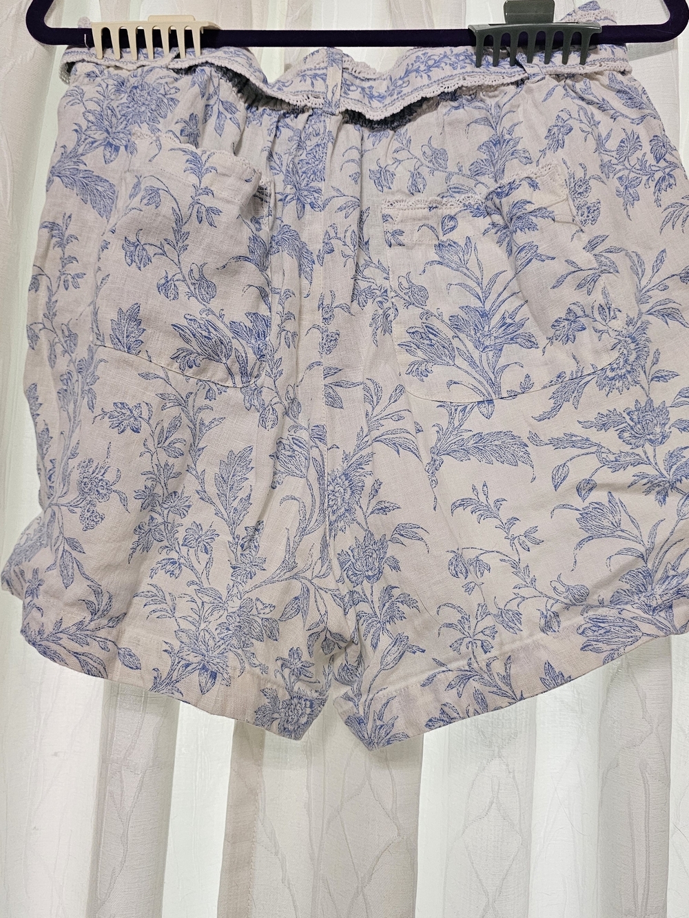 Laura Ashley Blue Floral High-Waist Tie-Belt Shorts - Picture 4 of 4